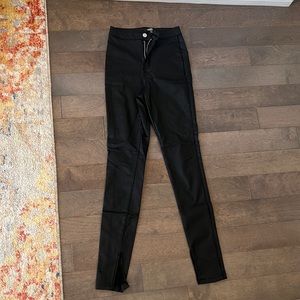 Missguide Petite Black Leather Pants